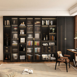 Estantería/Armario Moderno <span class=keywords><strong>de</strong></span> <span class=keywords><strong>Madera</strong></span> Maciza para Estudio, Biblioteca, Hogar y Hotel, <span class=keywords><strong>con</strong></span> Puertas Antipolvo, Mueble <span class=keywords><strong>de</strong></span> Almacenamiento <span class=keywords><strong>de</strong></span> Pie - Product Image 2