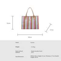 Pochette cosmétique en polyester à rayures arc-en-ciel, blocs de couleur, sac à main avec dragonne pour voyage et articles de toilette, vente en gros OEM ODM