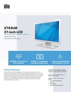 New Elo E659596 2703LM 27-Inch LCD DICOM 14 Medical Grade Full HD 10-Touch PCAP Monitor <b>with</b> Stand DVI/<b>USB</b> Interfaces Black - Product Image 4