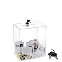 Extragroße Transparente Spendenbox 40x20x15 cm mit Schloss, Anzeigeschild & Einwurfschlitz für Spendensammlungen, Tombolas, Trinkgeld & Abstimmungen