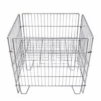 Cage promotionnelle pliable en grillage métallique électroplaqué, présentoir de supermarché avec design pliable