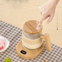 Échelle de capacité 400ml Automatique Portable Électrique Café Thé Lait Cacao Mélangeur Tasse Magnétique Auto Conception En Bois Verre Remuer Tasse