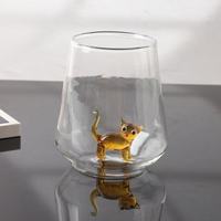 Mignonne figurine de chat en verre, tasse en verre borosilicate haute résistance, résistante à la chaleur, lavable au lave-vaisselle, gobelet couleur personnalisée, cadeau souvenir pour les amoureux des animaux