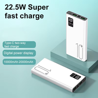 Vente en gros 10000mAh Ultra Slim Fast Charging Power Bank avec affichage numérique 20W Sortie LI-Polymer Batterie pour téléphone