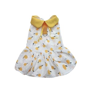 Robe d'été pour filles, imprimé citron jaune, dentelle, manches courtes, coupe trapèze, respirante - Product Image 4
