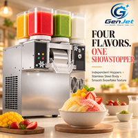 Machine à Bingsu Commerciale 4 Hoppers, Machine à Glaçons Flocons 1200W, Machine à Glace Pilée de Comptoir pour Salon de Thé et Restaurant