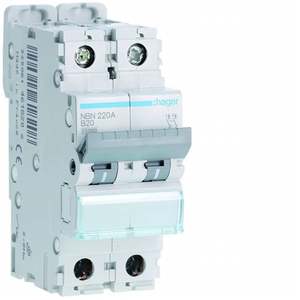 NBN220A Personalizzabile con Interruttore Automatico Miniaturizzato Hagers 10000A 15kA 2P curva B 20A 2M - Product Image 1
