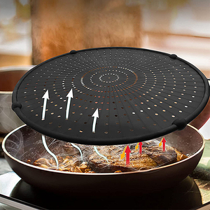 Pelindung cipratan minyak dapur silikon hitam, pelindung cipratan minyak dapur dengan pegangan lipat untuk wajan penggorengan - Product Image 4
