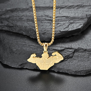Customized Men's <b>Titanium</b> Steel Pendant Necklace Bodybuilding Men's Trendy Necklace - Product Image 4