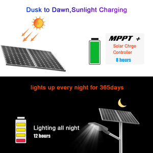 BOSUN — lampe solaire led 30W, <span class=keywords><strong>60W</strong></span>, 80W, avec puce Ultra brillante, batterie intégrée, ip65, éclairage d'extérieur - Product Image 3