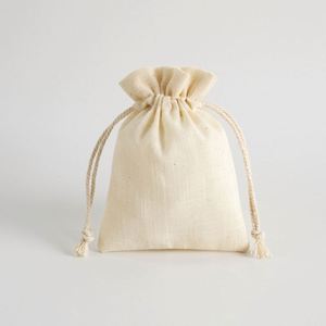 Sac de rangement pour bijoux en coton de bambou avec cordon de serrage, doublure en flanelle, style minimaliste, 8*10cm, fourni directement par l'usine - Product Image 6