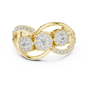 Anillo de Diamantes Dorado Brillante para Mujer, Elegante Joyería de Compromiso y Boda, Regalo Moderno para Uso Diario - Product Image 3