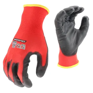 MaxiPact 13号红色聚酯衬里黑色聚氨酯涂层花园手套
