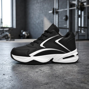 Chaussures de marche en cuir véritable blanc/noir grande taille pour hommes, baskets décontractées sur mesure avec logo, faible MOQ, vente en gros - Product Image 3