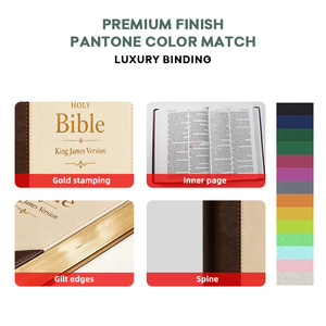 Biblias Impresas Personalizadas Multilingües con Bordes Pintados, Diseño de <span class=keywords><strong>Arco</strong></span>íris, Cubierta de Cuero PU, <span class=keywords><strong>Biblia</strong></span> con Impresión por Transferencia - Product Image 2