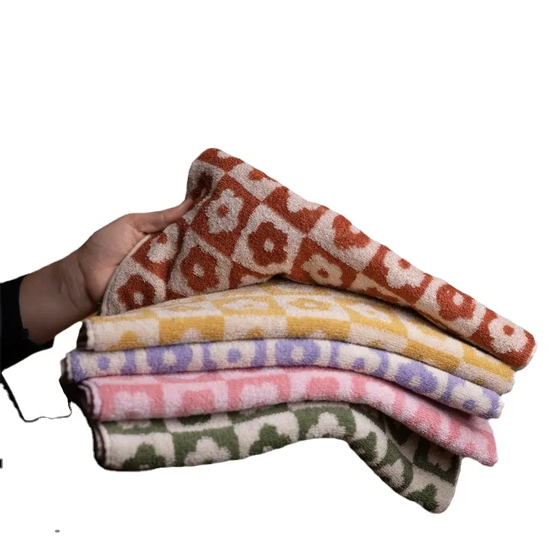 Fabricant: coton fil teint jacquard serviette serviette de bain plaid fleur absorbant doux transfrontalier cadeau visage serviette