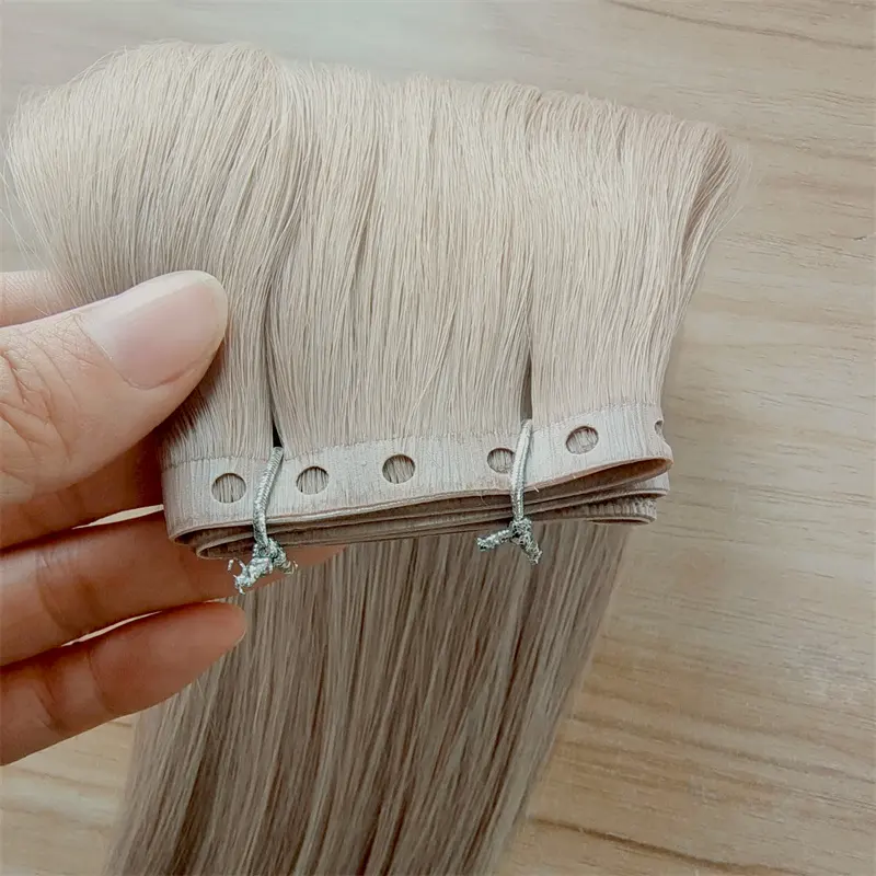 चमकदार पु निर्बाध अदृश्य टेप मानव बाल विस्तार रूसी बालों का विस्तार रूसी बालों को डबल खींचा वर्जिन वेफ्ट