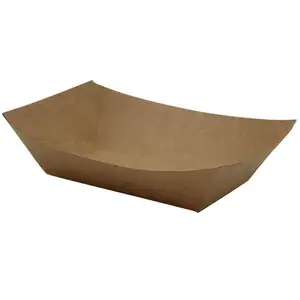 Bandeja de barco de papel marrom eco descartável, ofertas, 100%, alta qualidade, eco friendly, personalizável, impressão