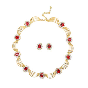 Magnifique Parure de Bijoux Rétro <span class=keywords><strong>Littéraire</strong></span> Ancien Ornée de Pierres Précieuses Plaquées Or, Collier et Boucles d'Oreilles Vintage pour Célébrités - Product Image 5