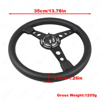 Volant en cuir noir 14 pouces 350mm universel JDM simulé voiture course maïs profond dérive Sport aluminium Volante avec Logo