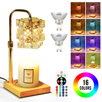 Lampe chauffe-cire en cristal style américain, hauteur réglable, minuterie, diffuseur de parfum sans flamme, lampe chauffe-bougie RGB