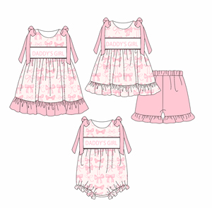 Preorder boutique estiva occidentale vestito di papà ragazza rosa set di set estivi per bambini per bambini abiti per bambini - Product Image 1
