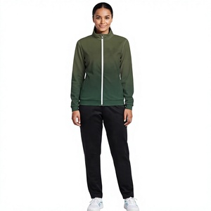 Survêtement sportif pour femme, fermeture éclair intégrale, col montant, imprimé par sublimation, spandex polyester, coupe ajustée avec poches latérales - Product Image 1
