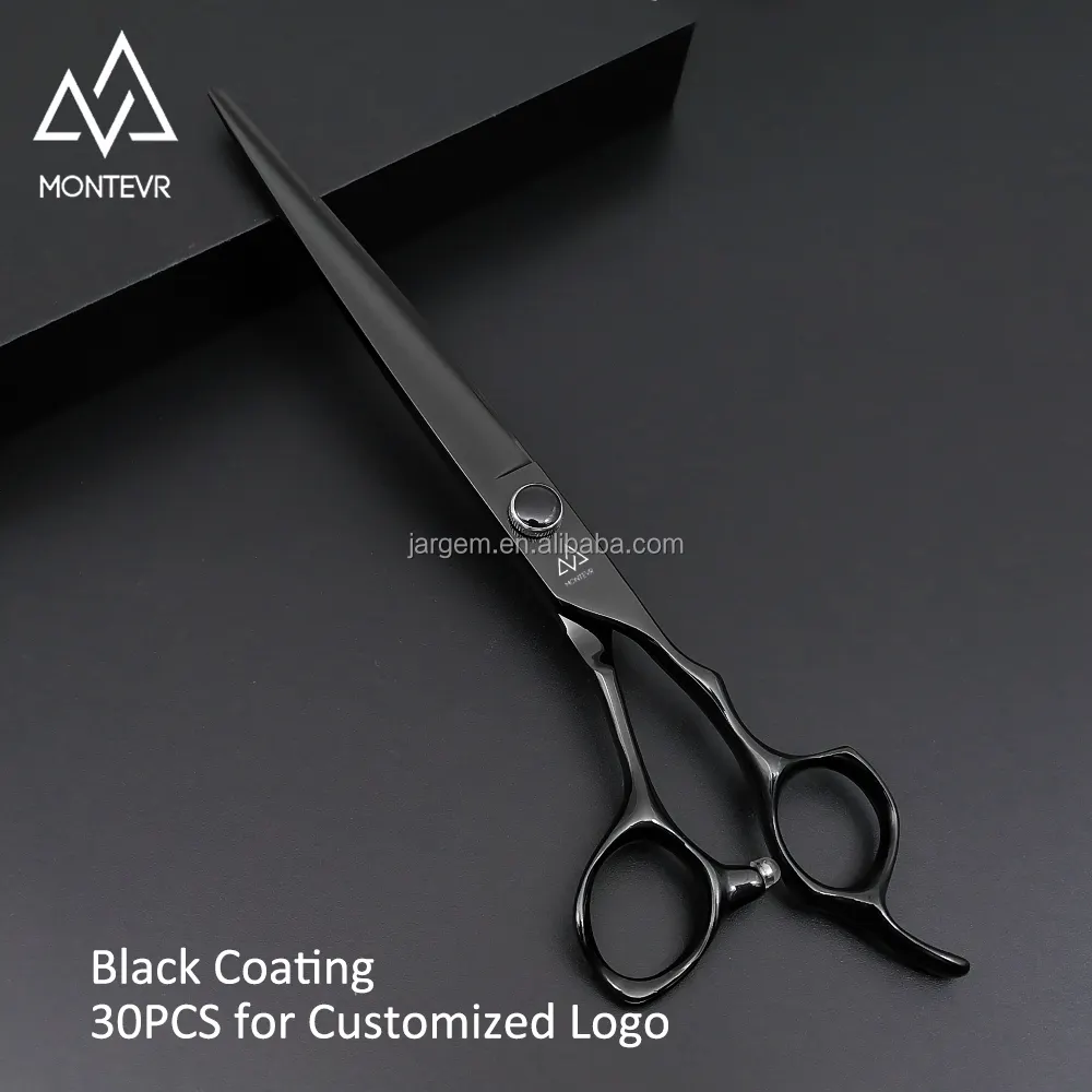 Black Coating Pet Grooming Scissors 8.0 Inch 440C Steel Dog Grooming Scissors Custom Logo Pet Grooming Products Tools