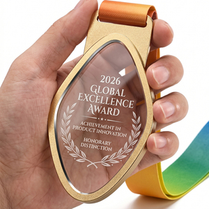 Medalla de Metal con Cristal Ovalado Personalizada, Grabada, Premio para Campeón de Maratón, para Ceremonia de Premiación Deportiva, Regalo - Product Image 3