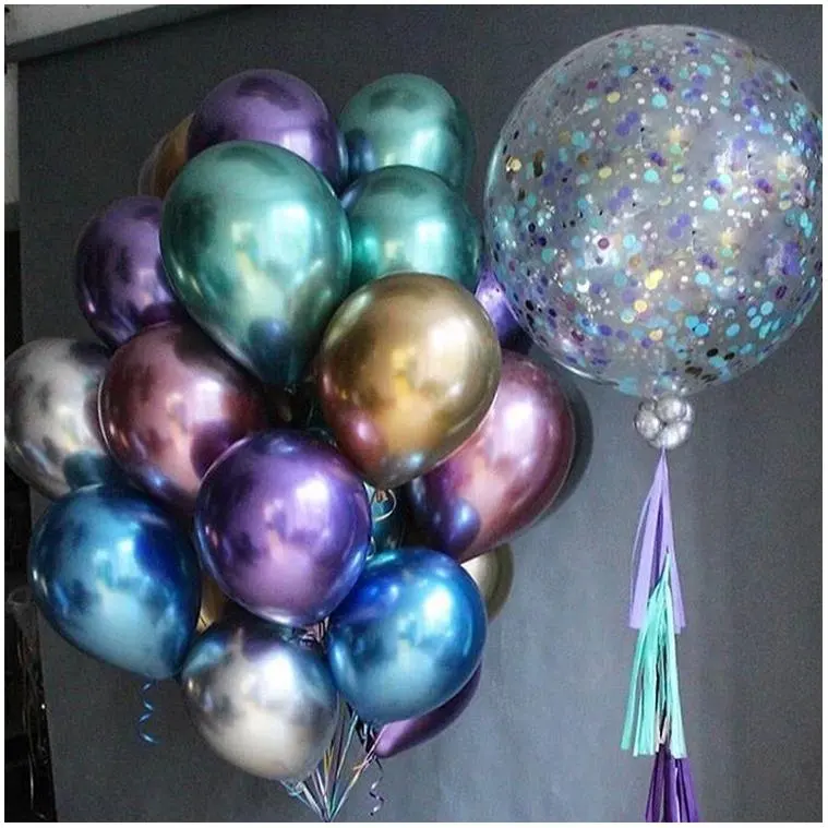 JYAO lateks metalik krom balonlar helyum parlak balonlar parti dekorasyon