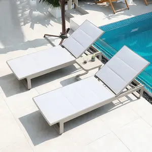 Hotel sun lounger patio pool side outdoor furniture luxury double layers patio sun lounger chaise lounge by beach