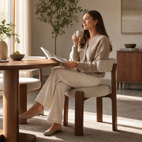 Chaises de salle à manger en bois massif de style nordique de luxe avec rembourrage doux de style design, décontractées et vintage, pour une utilisation à domicile dans la salle à manger
