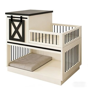 Cross-<b>border</b> design source factory direct supply of wooden square double-layer pet cage with <b>fence</b> bedside table style - Product Image 2