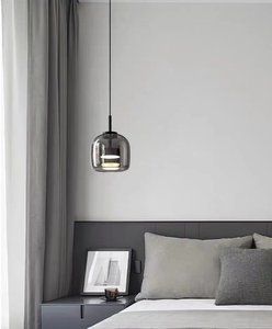 Lustre à <span class=keywords><strong>suspension</strong></span> Led moderne en verre <span class=keywords><strong>gris</strong></span> avancé Cuisine Salle à manger Décoration intérieure Lampe Design simple Pendentif Salon Chevet - Product Image 5