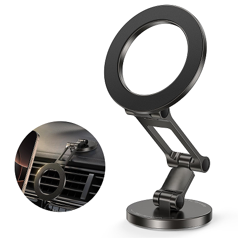 Fits MagSafe Car Mount for Car All-Metal Magnetic Phone Holder Flexible Three-axis 360° Rotation Car Mount Strong Magnets