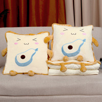 Coussin et couverture 2-en-1 en peluche de dessin animé, en coton doux, pour la sieste des enfants, la décoration intérieure et le dossier de siège auto