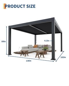Pérgola <span class=keywords><strong>de</strong></span> Aluminio con Techo <span class=keywords><strong>de</strong></span> Láminas Ajustables <span class=keywords><strong>de</strong></span> 12 pies x 16 pies, Estructura <span class=keywords><strong>de</strong></span> Aluminio Reforzada - Product Image 2