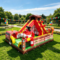 Château gonflable commercial pour enfants en PVC, château gonflable camion de pompiers avec toboggan, structure de saut certifiée pour la location
