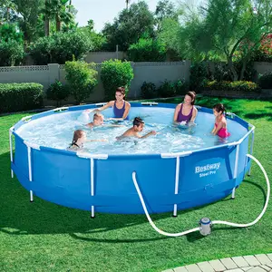 Bestway 56416 Steel Pro Frame Pool Folding Stable Water Game Swim Pool with Cup Holder Adult Plastic Swimming Pool Filter Pump