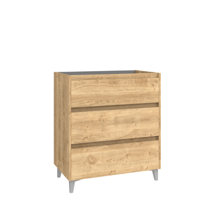 VENTO Blanco Brillante / Roble Natural con Tapa para Encimera, Mueble para el Hogar de 60 cm, Materiales de Alta Calidad, 3 Cajones, de Pie - Product Image 2