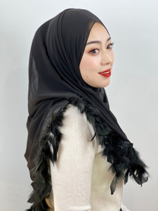 Plumas de color puro Gasa Hijab Telas Bufandas Hijab musulmán Proveedor Accesorios de fiesta de alta calidad Malasia Fancy <span class=keywords><strong>Shayla</strong></span> - Product Image 3
