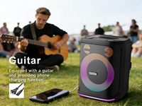Haut-parleur de karaoké OEM ODM 100W RMS, système musical avec prise en charge micro et guitare, basses puissantes pour fêtes en extérieur