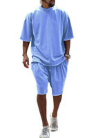 Ensemble t-shirt et short de marque unisexe personnalisé ensemble deux pièces surdimensionné vierge shorts et t-shirts pour hommes en tissu tricoté imprimé décontracté