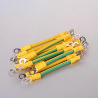 Kabel Harness Pembumian Kuning-Hijau, Kabel Jumper Terminal Cincin dengan Selubung Susut Panas untuk Sambungan Pembumian Kabinet