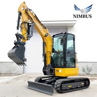 NIMBUS Nouvelle Conception Mini-Excavatrice Compacte de 3,7 Tonnes pour Ferme, Verger, Aménagement Paysager, Cabine Hydraulique, Chenilles en Caoutchouc, Mini-Excavatrice de Terrassement