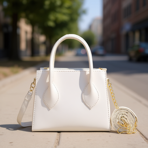 Bolso Bandolera para Mujer Fana, Blanco, de Nailon, con Cadena Decorativa, Cierre de Cremallera, Asa Única, Bolso de Hombro Moderno para Uso Diario - Product Image 2