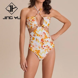 Traje de Baño Personalizado con Estampado Hawaiano, Diseño Calado, Tirantes Finos, OEM, Alta Calidad, Poliéster, Traje de Baño de Una Pieza 2025 - Product Image 2