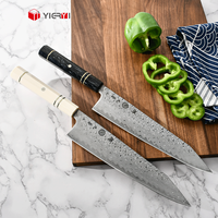 Couteau de cuisine japonais haut de gamme en acier Damas carbone, couteau Kiritsuke exquis fait main avec manche en résine d'ivoire