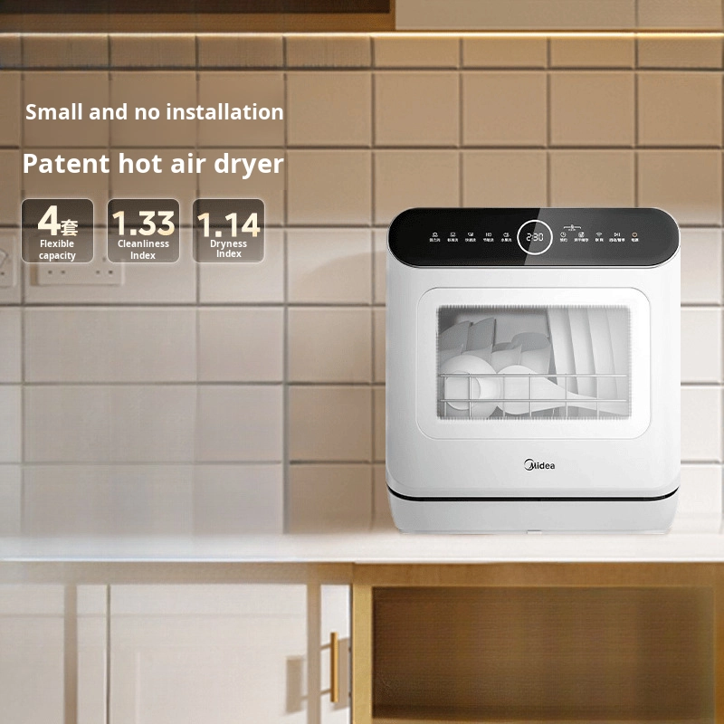 Manual Filling Smart Dishwasher Freestanding Plastic Home Use 4 Sets Small Desktop Model First-Class Water Efficiency