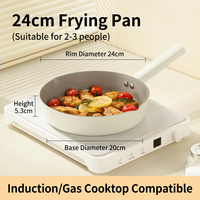 Poêle à frire en céramique antiadhésive en alliage d'aluminium de 24 cm, sans PFOA ni PFOS, non toxique, nano-céramique, ustensile de cuisine, induction, gaz, 2 L